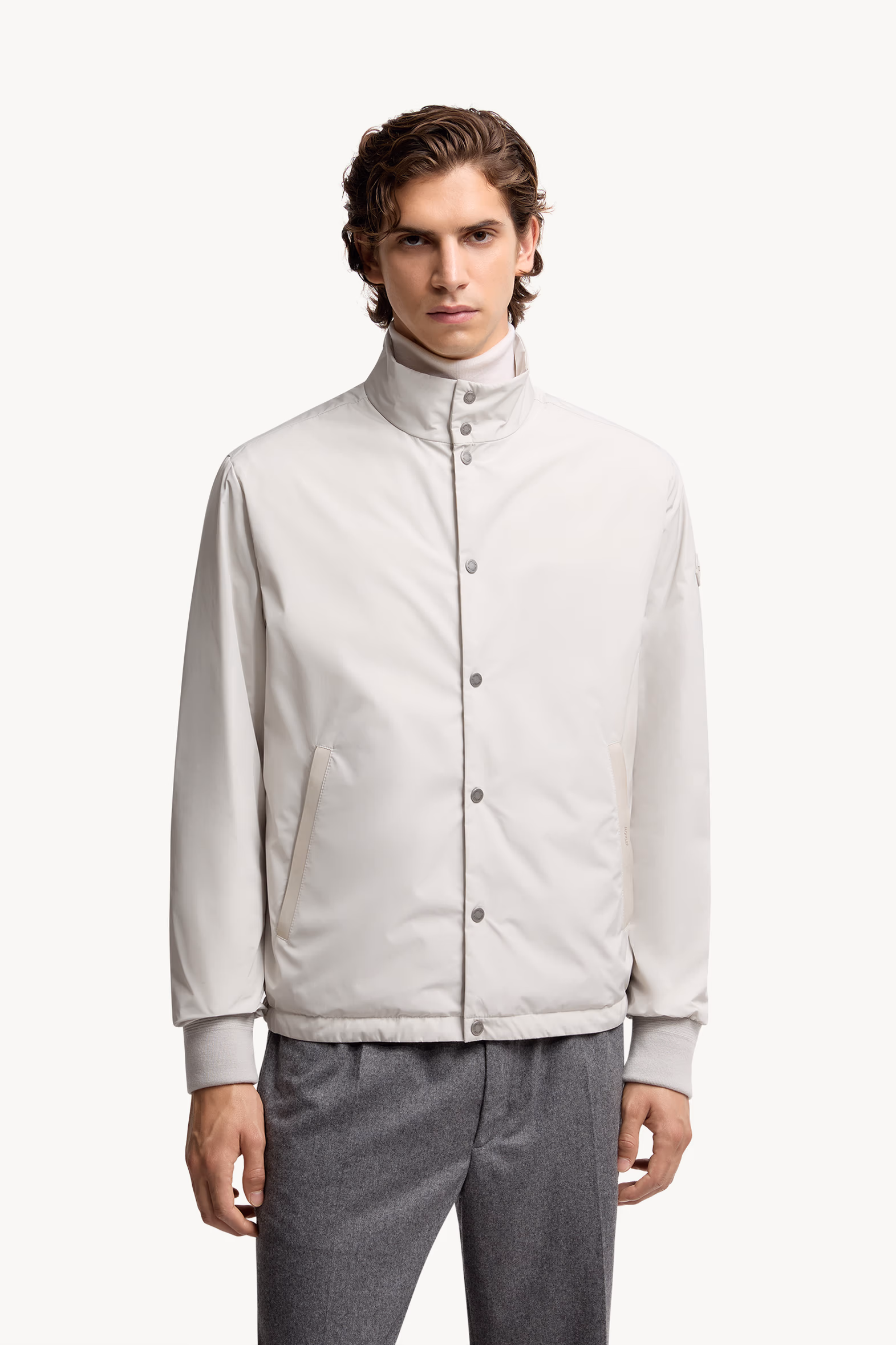 Plumífero corto con ribetes de piel Lanques Hombre Gris Hielo Moncler 3